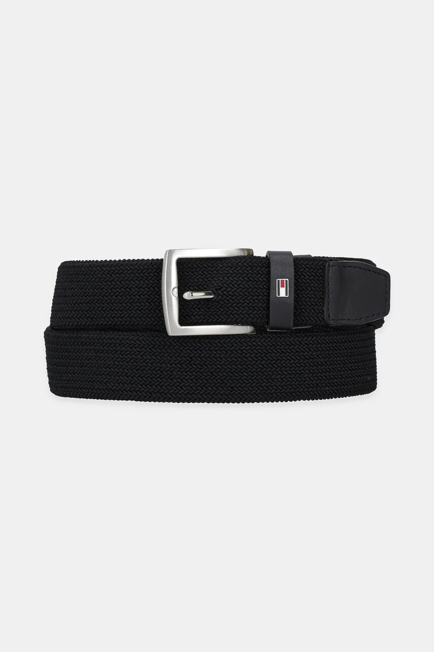 Levně Pásek Tommy Hilfiger pánský, černá barva, AM0AM13354