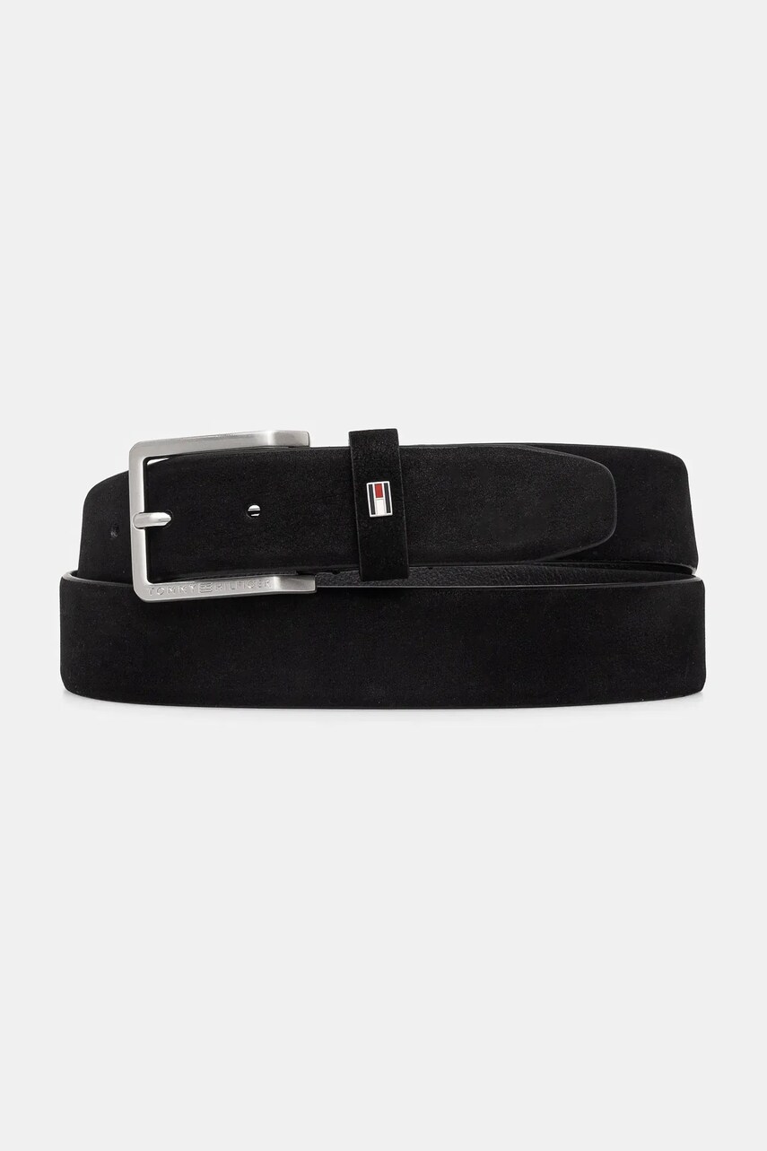 Levně Kožený pásek Tommy Hilfiger pánský, černá barva, AM0AM13377