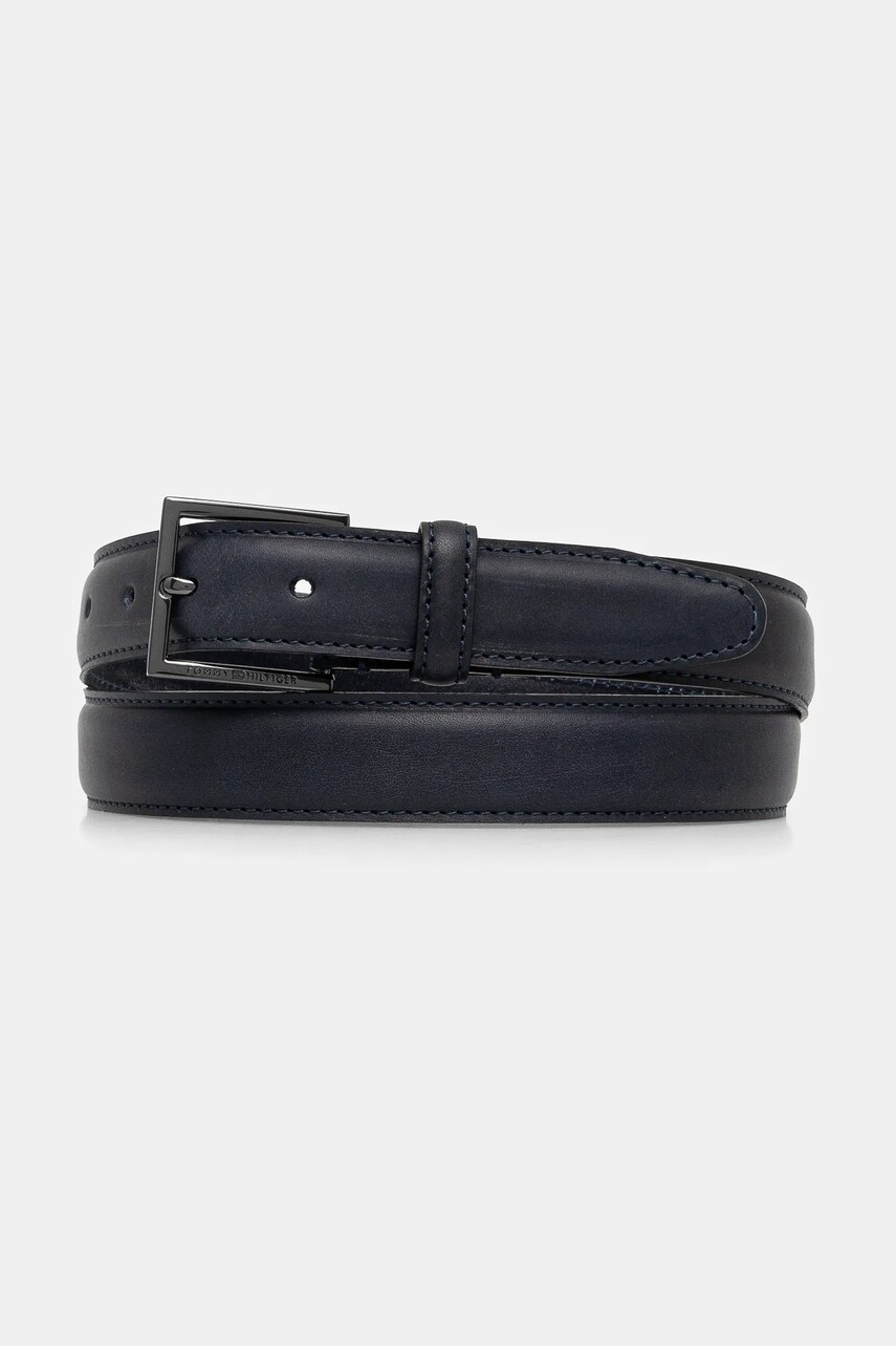 Levně Kožený pásek Tommy Hilfiger pánský, tmavomodrá barva, AM0AM13379