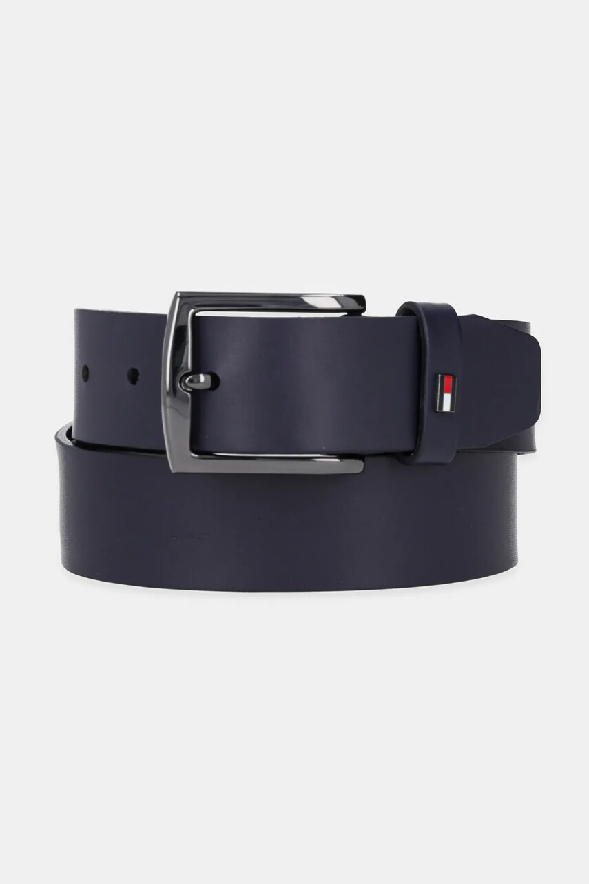 Levně Kožený pásek Tommy Hilfiger pánský, tmavomodrá barva, AM0AM13536