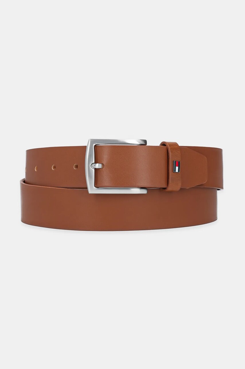 Levně Kožený pásek Tommy Hilfiger pánský, hnědá barva, AM0AM13536