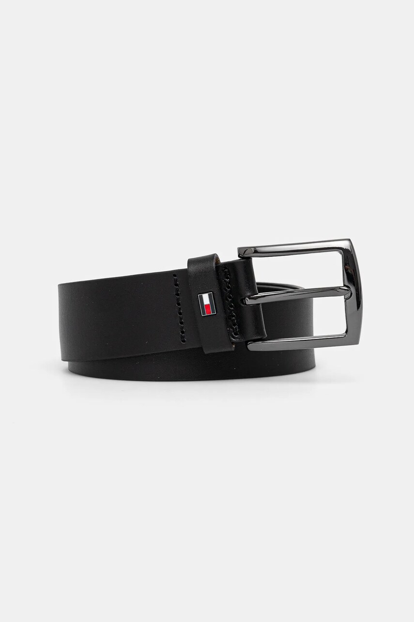 Levně Kožený pásek Tommy Hilfiger pánský, černá barva, AM0AM13536