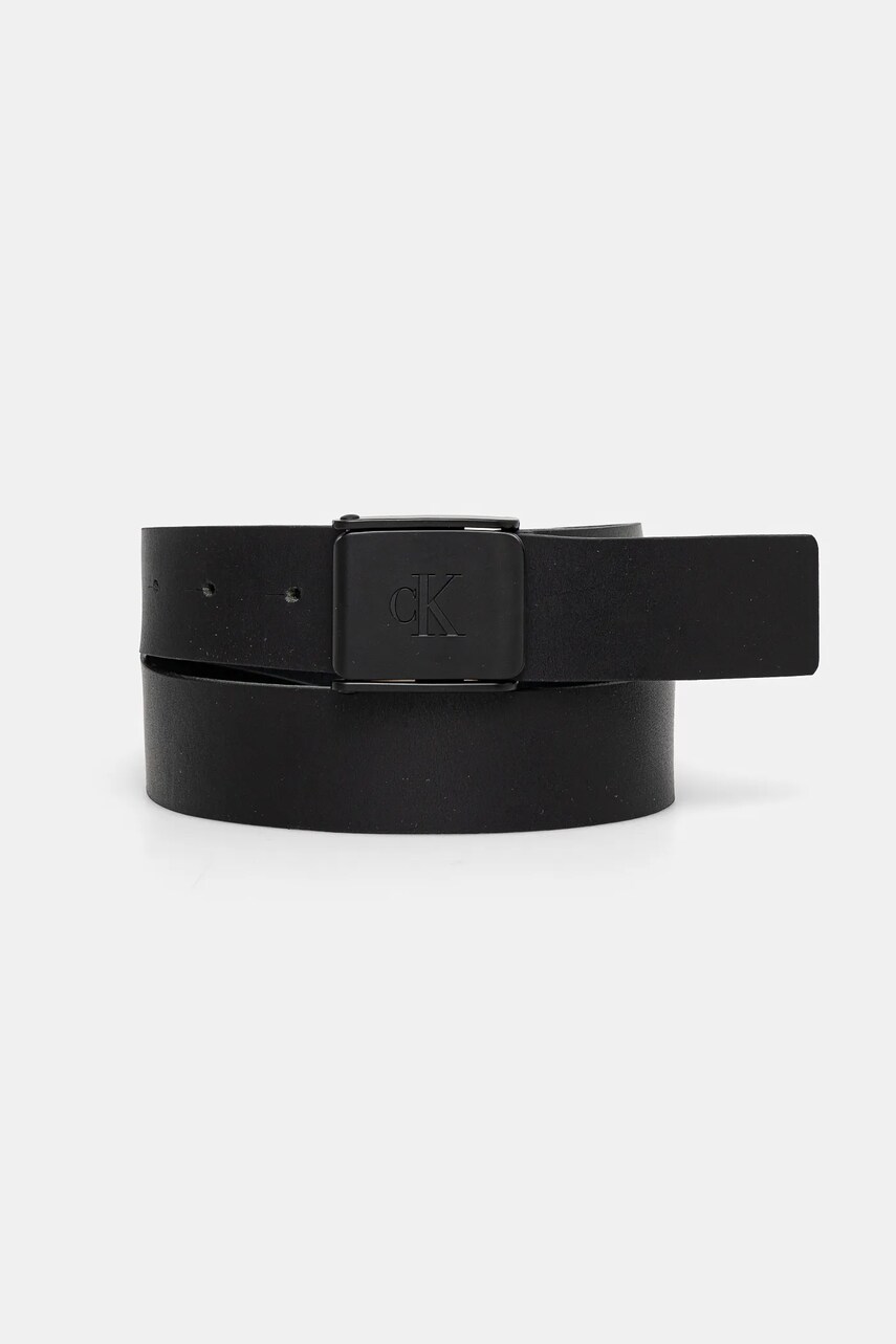 Levně Kožený pásek Calvin Klein Jeans pánský, černá barva, LV04G7000G