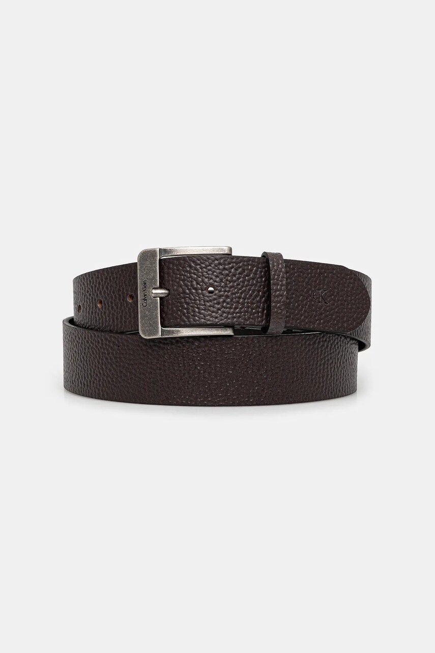 Levně Kožený pásek Calvin Klein Jeans pánský, hnědá barva, LV04G7015G