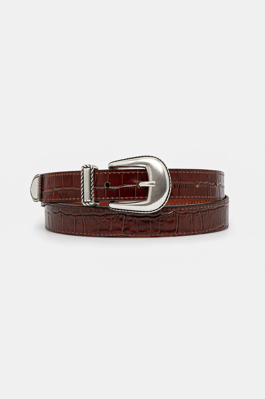 Drôle de Monsieur curea de piele La Ceinture Croco barbati, culoarea maro, G-AC168-LH031-BN