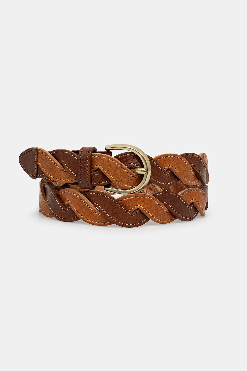 Drôle de Monsieur curea de piele La Ceinture Tresse barbati, culoarea maro, G-AC169-LH030-CG