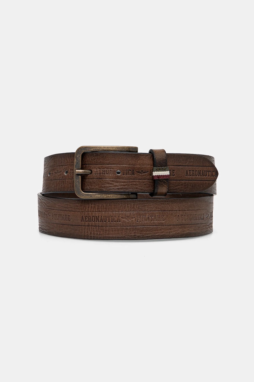 Aeronautica Militare curea de piele barbati, culoarea maro, CP262PL274 Aeronautica Militare curea de piele barbati, culoarea maro, CP262PL274