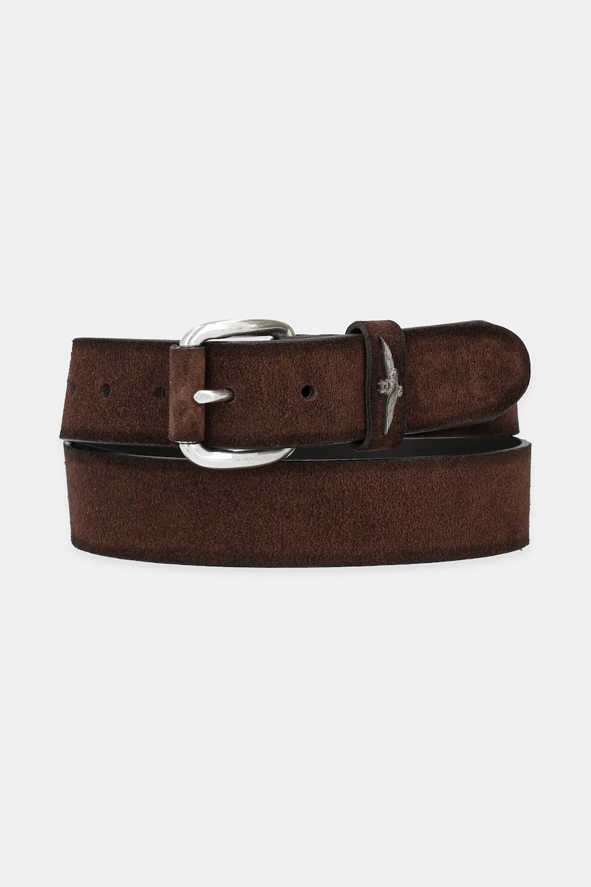 Aeronautica Militare curea din piele intoarsa barbati, culoarea maro, CP263PL275 Aeronautica Militare curea din piele intoarsa barbati, culoarea maro, CP263PL275
