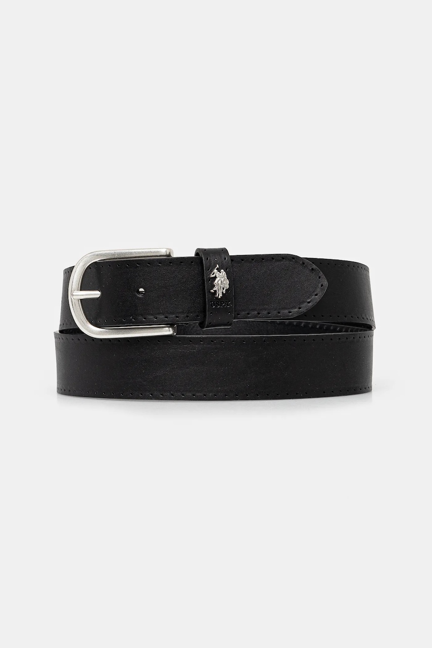U.S. Polo Assn. curea de piele Dallas barbati, culoarea negru, WEUDX2641MHA