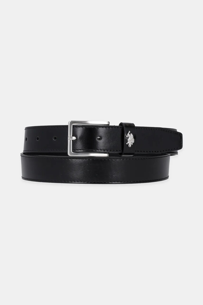 U.S. Polo Assn. curea de piele Dallas barbati, culoarea negru, WEUDX2638MAJ
