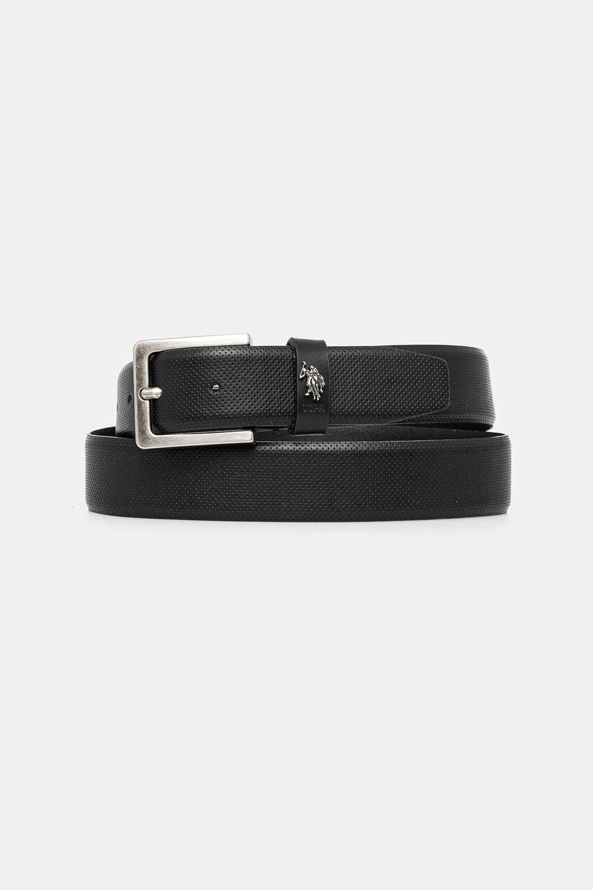 Levně Kožený pásek U.S. Polo Assn. Michigan pánský, černá barva, WIUQH2570MHA