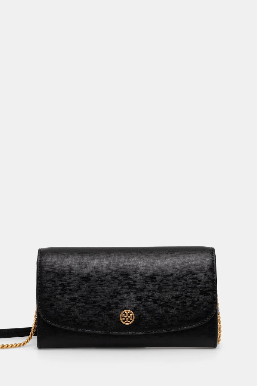 Tory Burch portofel de piele Robinson femei, culoarea negru, 137152.001 Tory Burch portofel de piele Robinson femei, culoarea negru, 137152.001