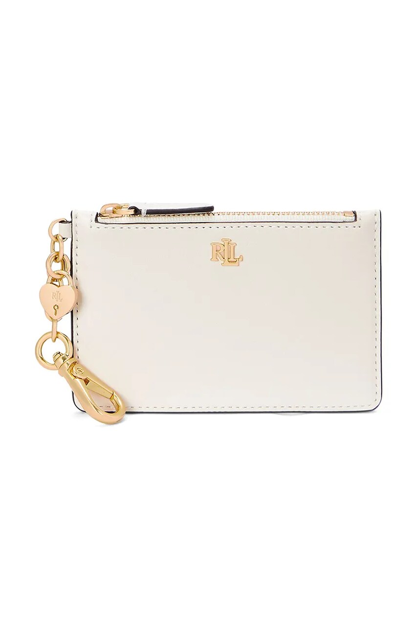 Levně Kožená peněženka Lauren Ralph Lauren bílá barva, 432962368