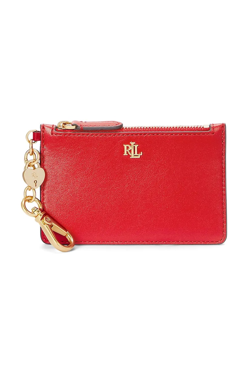 Levně Kožená peněženka Lauren Ralph Lauren červená barva, 432962368