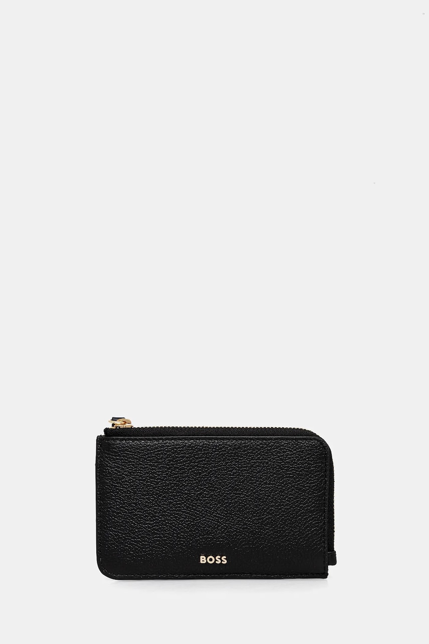 BOSS portofel de piele femei, culoarea negru, 50536384