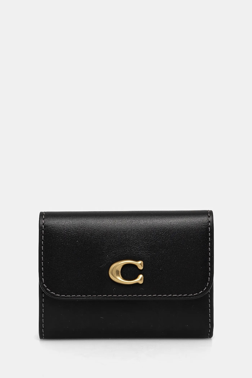 Coach portofel de piele femei, culoarea negru, CZ111