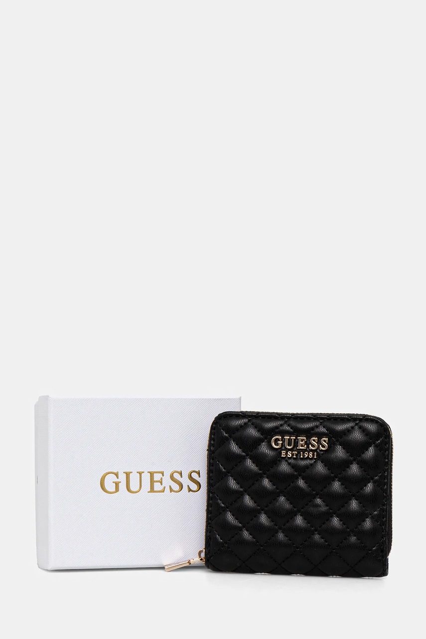 Πορτοφόλι Guess ECO RIANEE χρώμα: μαύρο, SWQG95 41137 φωτογραφία