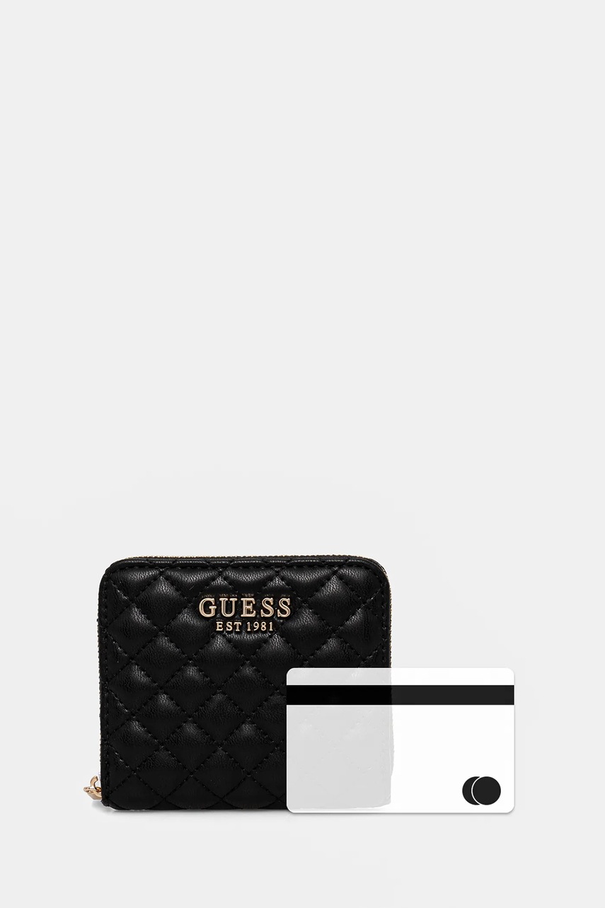 Πορτοφόλι Guess ECO RIANEE χρώμα: μαύρο, SWQG95 41137 φωτογραφία