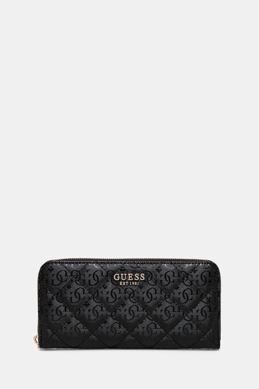 Levně Peněženka Guess LAUREL dámská, černá barva, SWGG85 00146