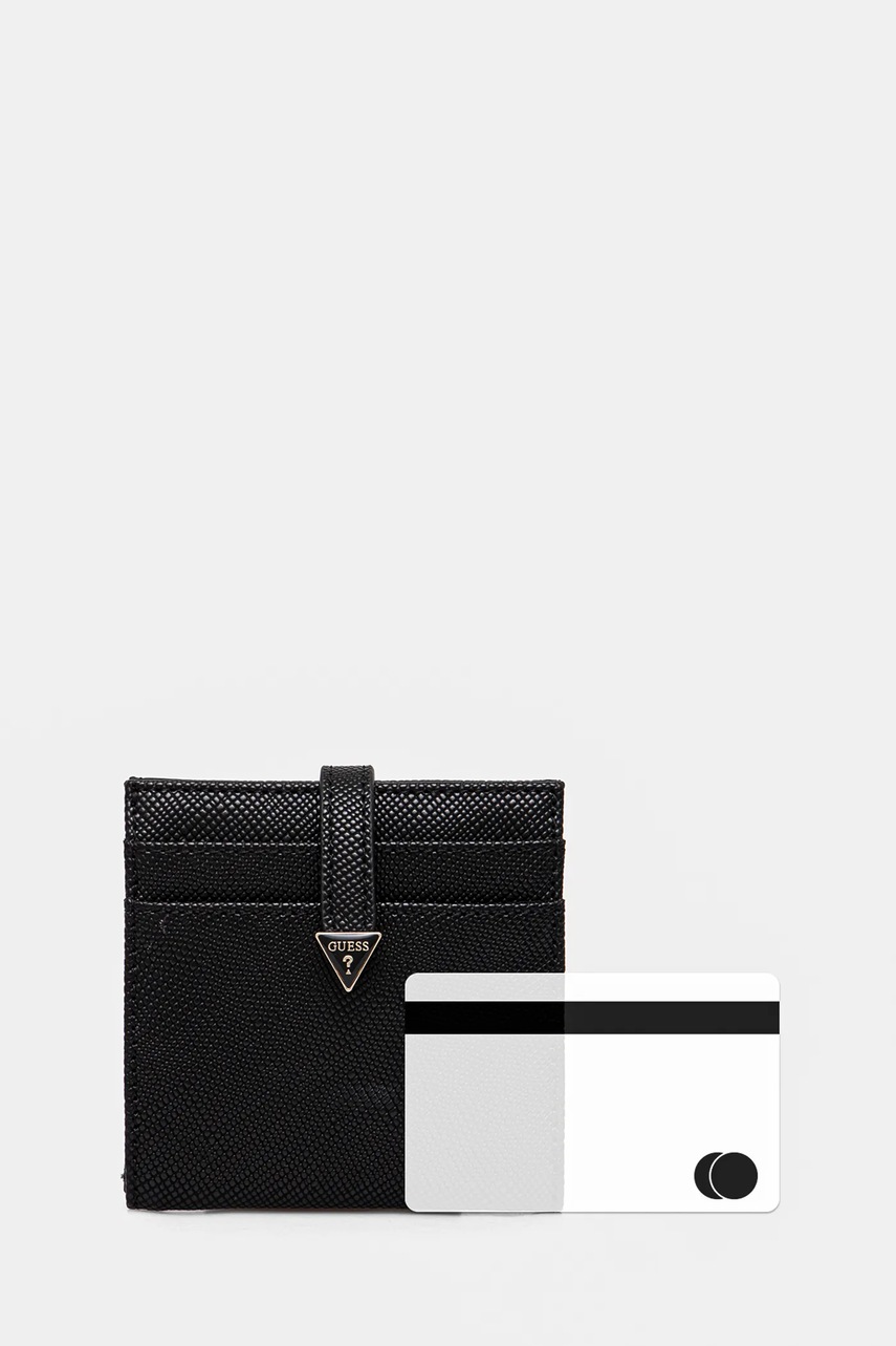 Πορτοφόλι Guess LAUREL χρώμα: μαύρο, SWZG85 00152 φωτογραφία