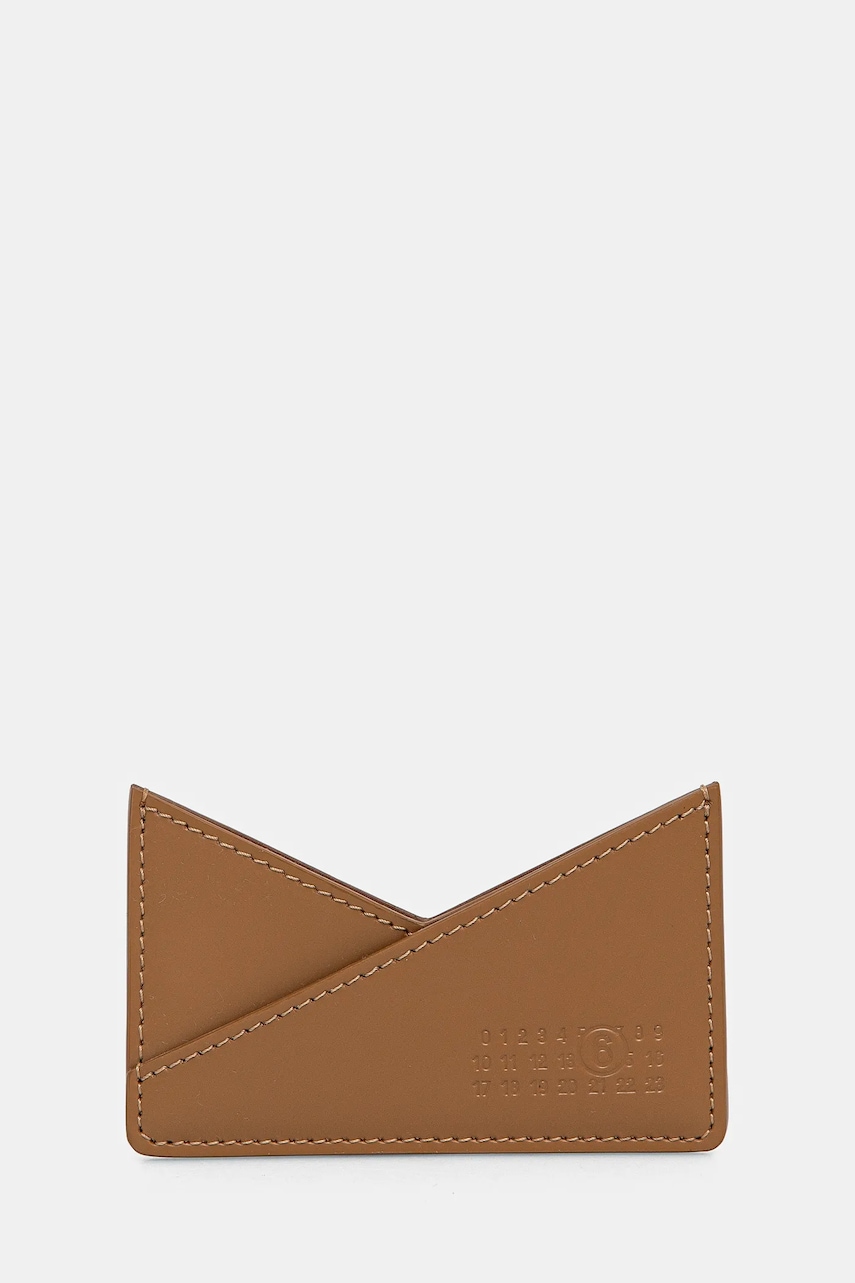 Levně Kožené pouzdro na karty MM6 Maison Margiela hnědá barva, SA6UI0014.P7183