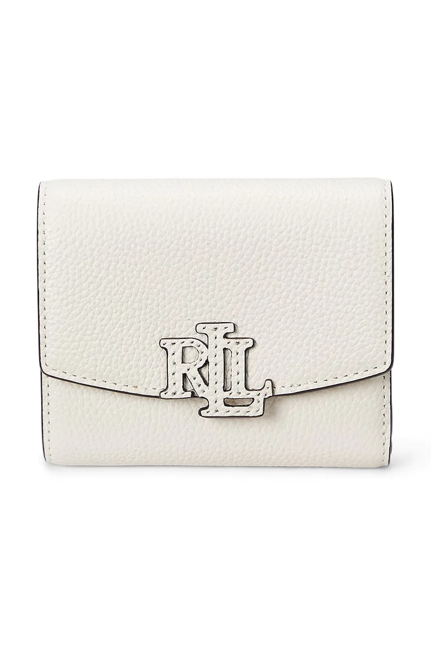 Levně Kožená peněženka Lauren Ralph Lauren bílá barva, 432966782