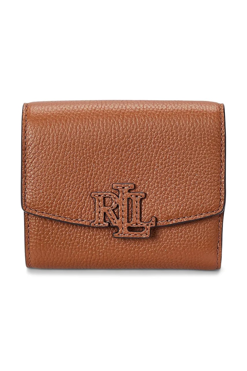 Levně Kožená peněženka Lauren Ralph Lauren hnědá barva, 432966782