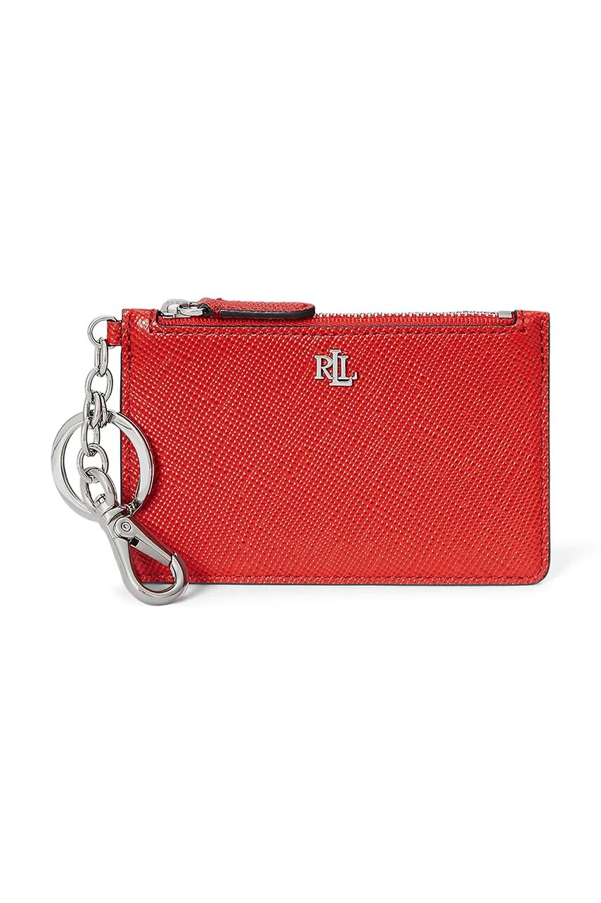 Levně Kožená peněženka Lauren Ralph Lauren dámská, oranžová barva, 432966789