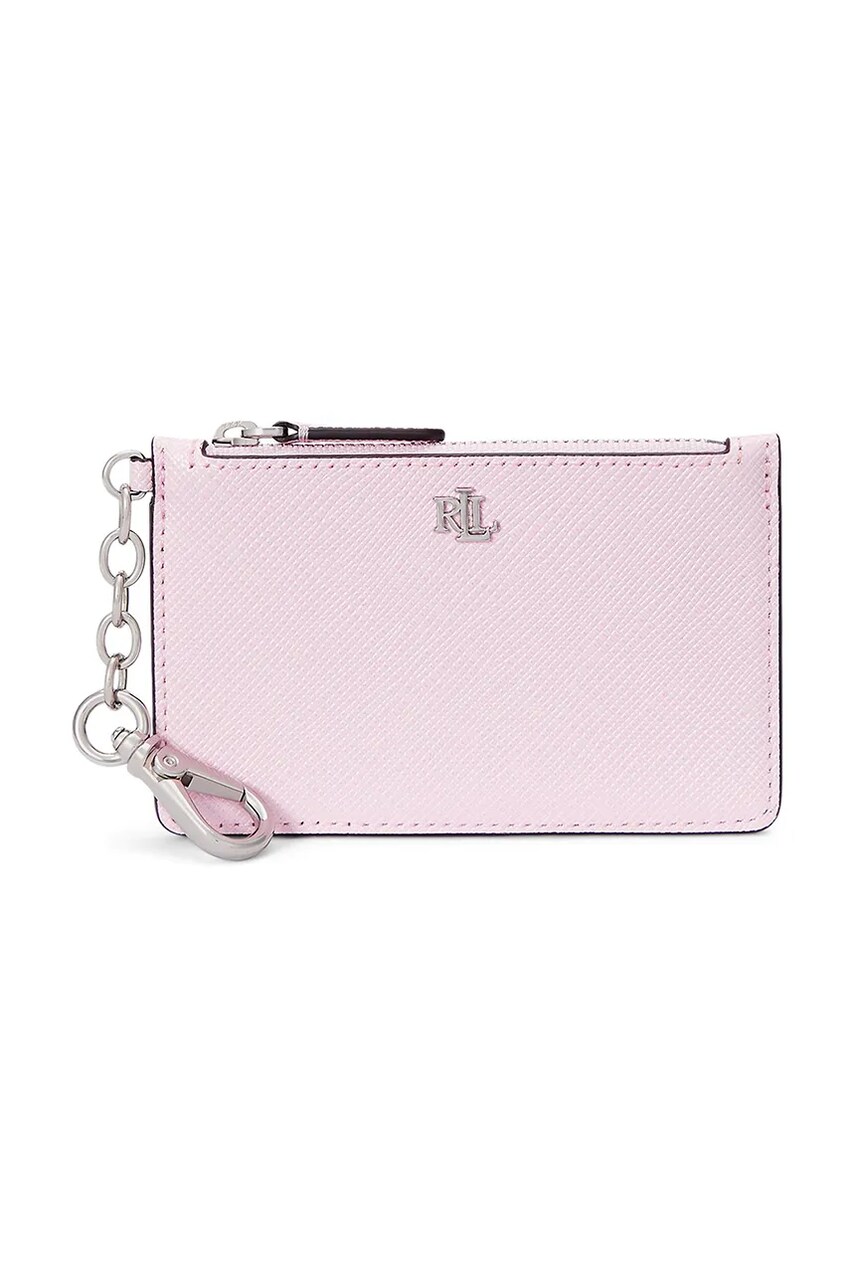 Levně Kožená peněženka Lauren Ralph Lauren dámská, růžová barva, 432966789