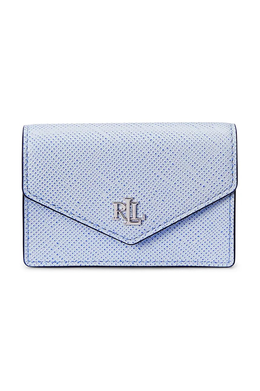 Levně Kožená peněženka Lauren Ralph Lauren dámská, modrá barva, 432967060