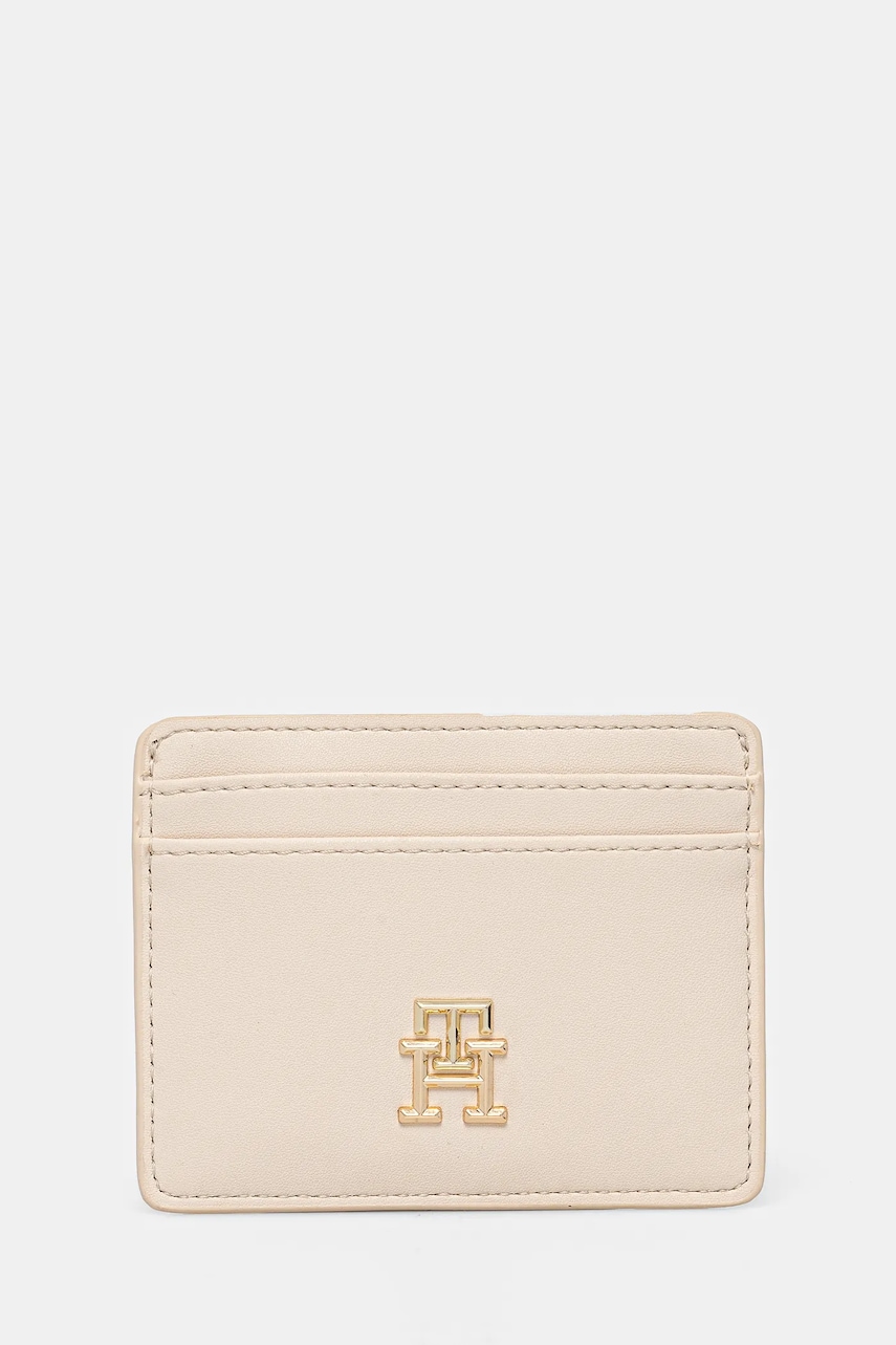Levně Pouzdro na karty Tommy Hilfiger béžová barva, AW0AW17265
