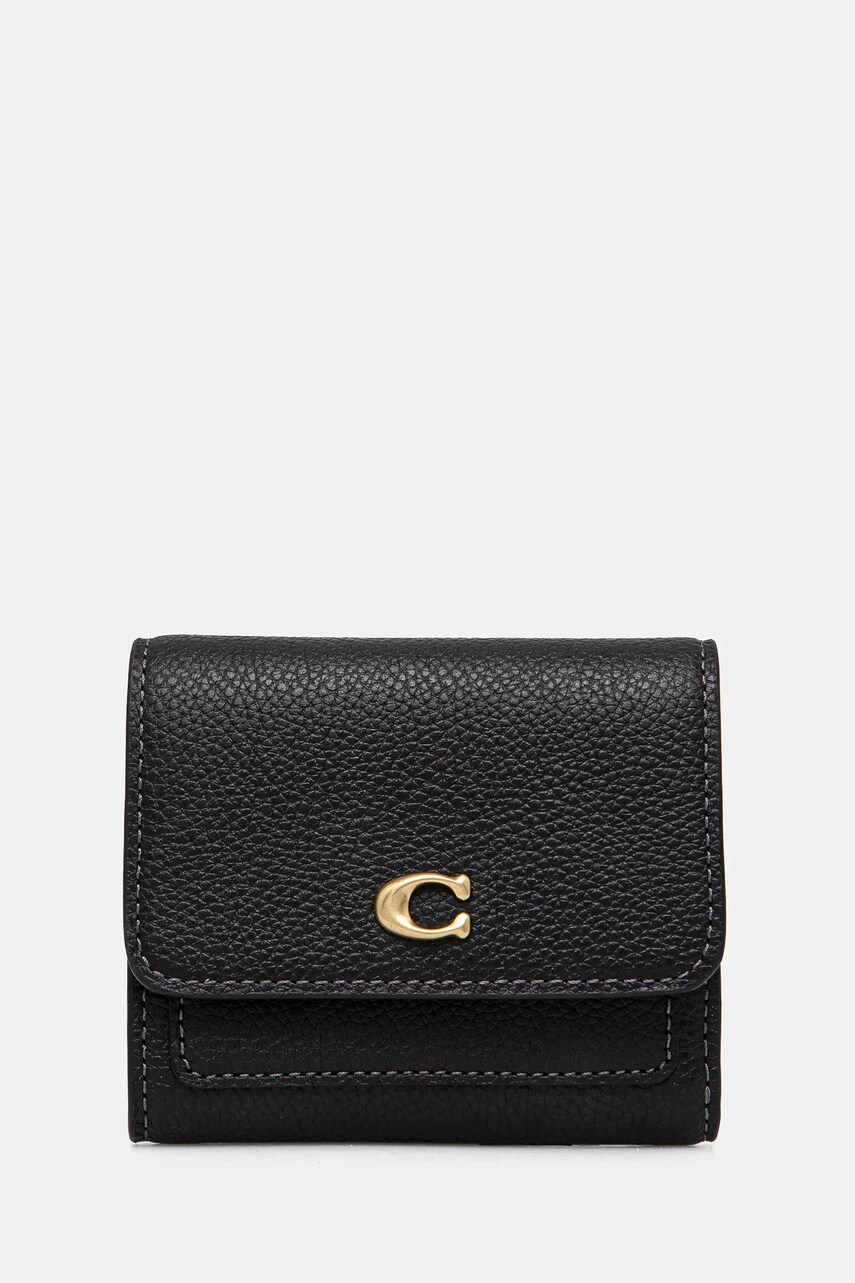 Coach portofel de piele femei, culoarea negru, CAO13