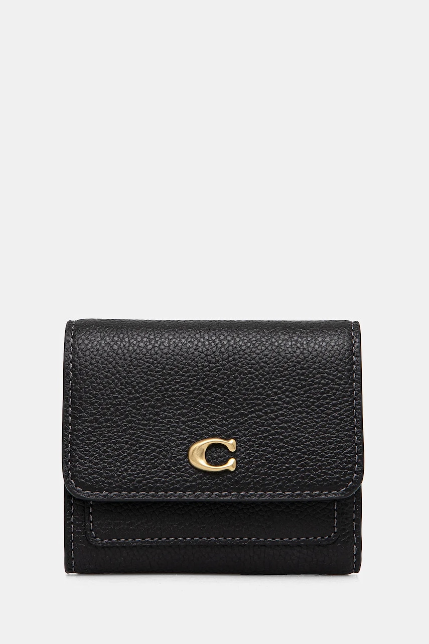 Coach portofel de piele femei, culoarea negru, CAO13