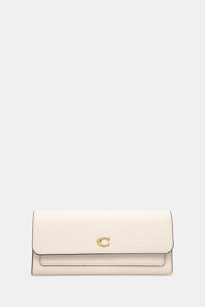 Coach portofel de piele femei, culoarea bej, CAO17