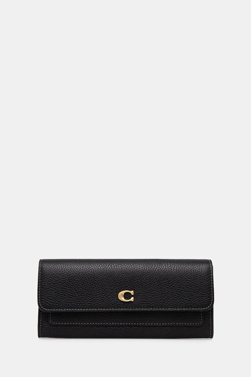 Coach portofel de piele femei, culoarea negru, CAO17