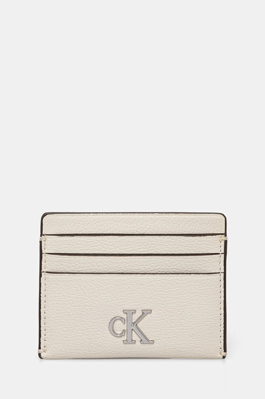 Levně Pouzdro na karty Calvin Klein Jeans béžová barva, LV04K1010G