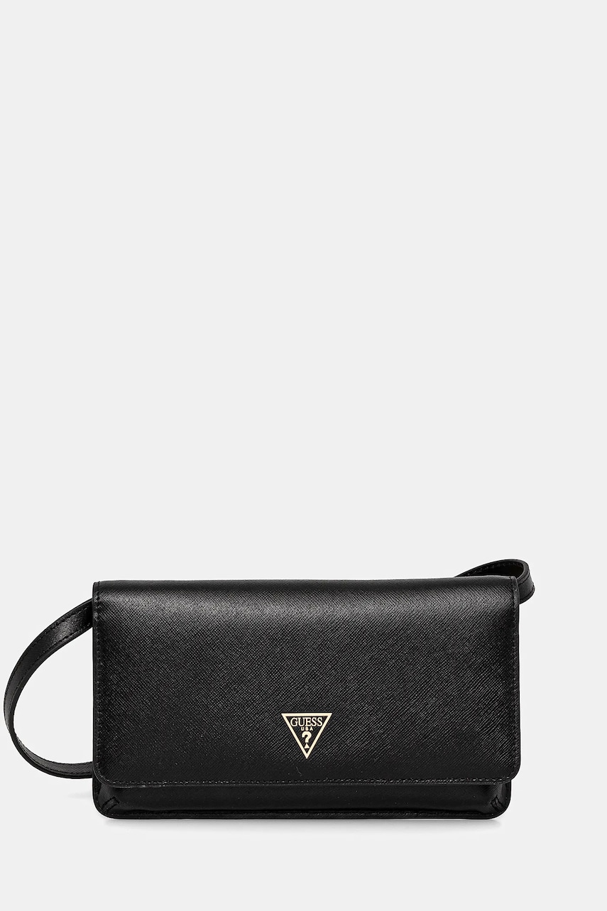 Levně Kožené psaníčko Guess MIRIAM černá barva, PW7513 P5226