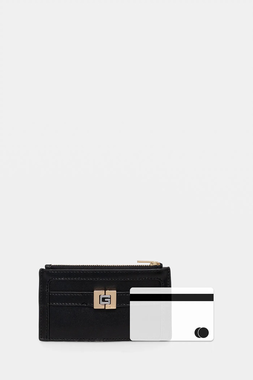 Δερμάτινο πορτοφόλι Guess γυναικείο, χρώμα: μαύρο, RW1720 P5101 φωτογραφία