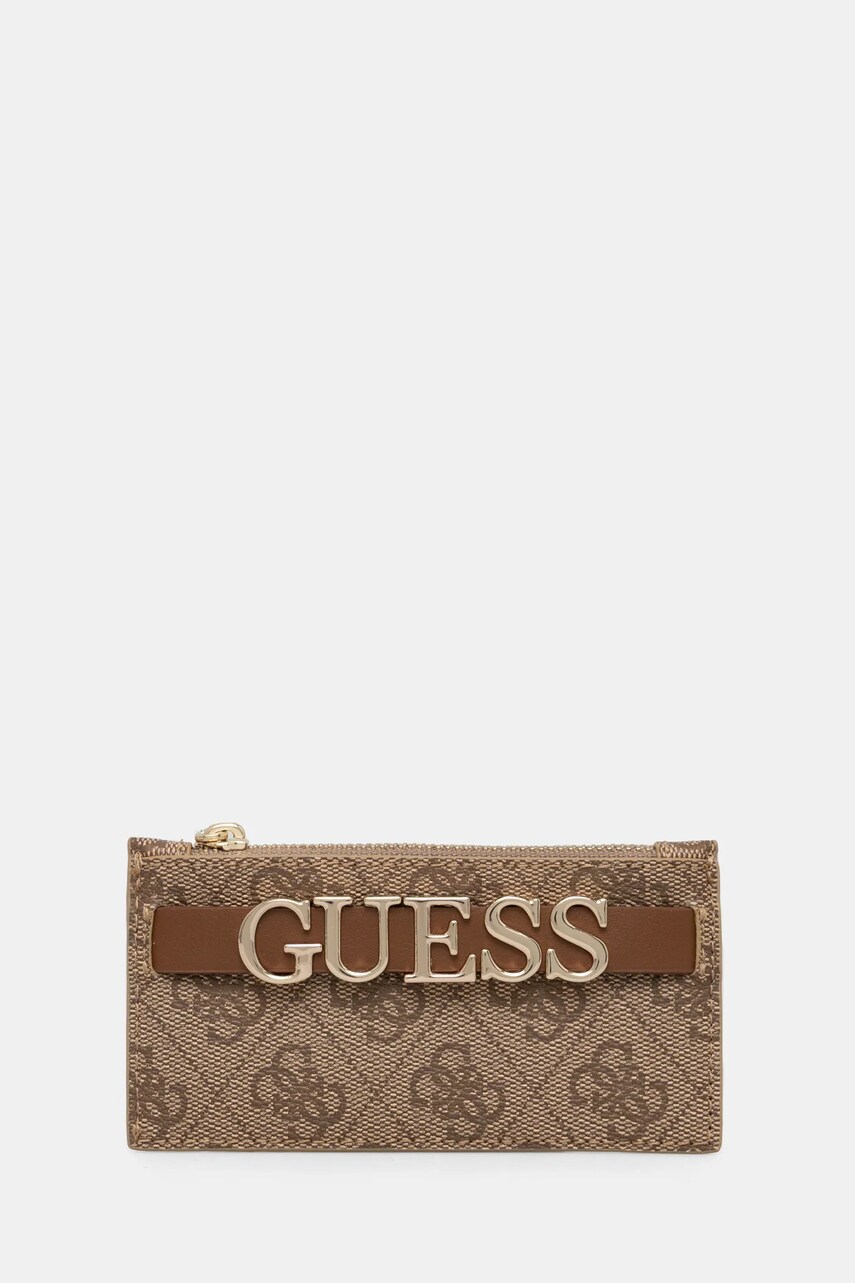 Levně Pouzdro na karty Guess ZAMIRA hnědá barva, RW1728 P5201