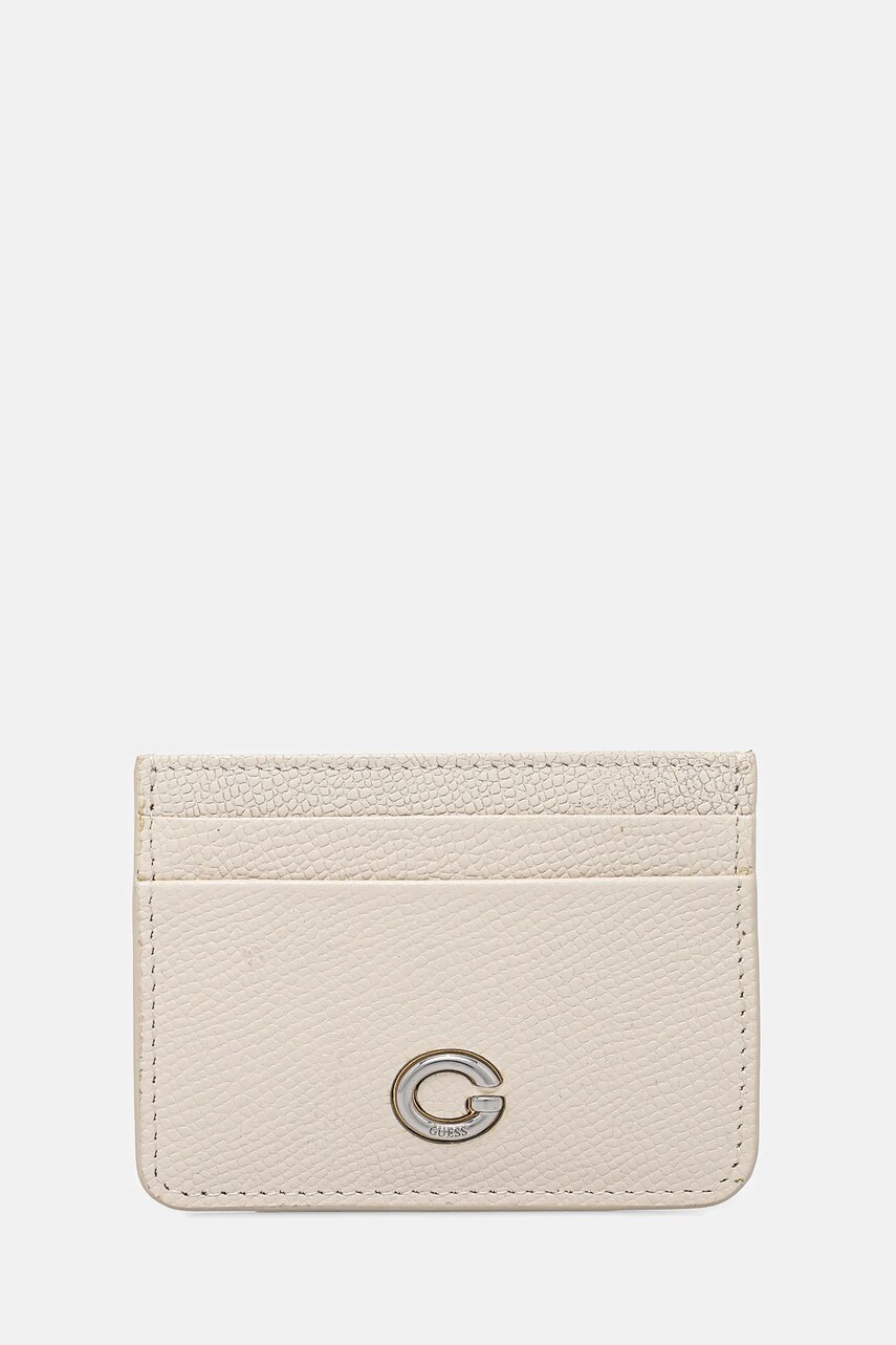Levně Kožené pouzdro na karty Guess béžová barva, RW1762 P5201