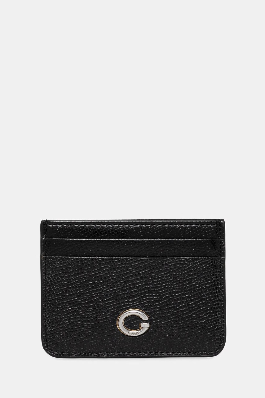 Levně Kožené pouzdro na karty Guess černá barva, RW1762 P5201