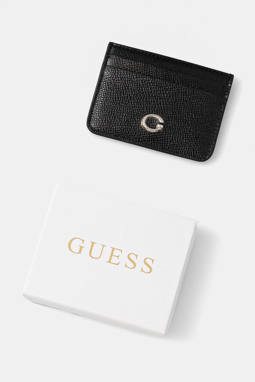 Δερμάτινη θήκη για κάρτες Guess χρώμα: μαύρο, RW1762 P5201 φωτογραφία