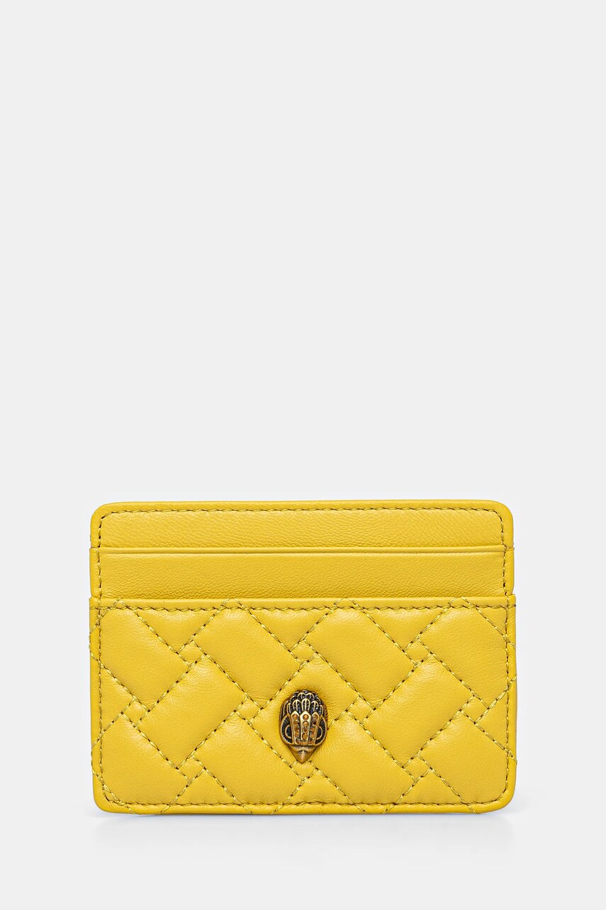 Levně Kožené pouzdro na karty Kurt Geiger London KENSINGTON žlutá barva, 1274693109