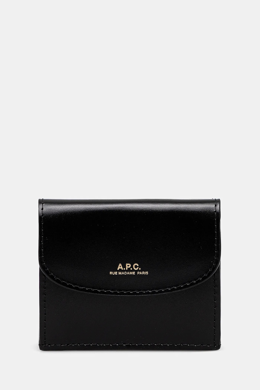A.P.C. portofel de piele Trifold Geneve femei, culoarea negru, PXBMW.F63483