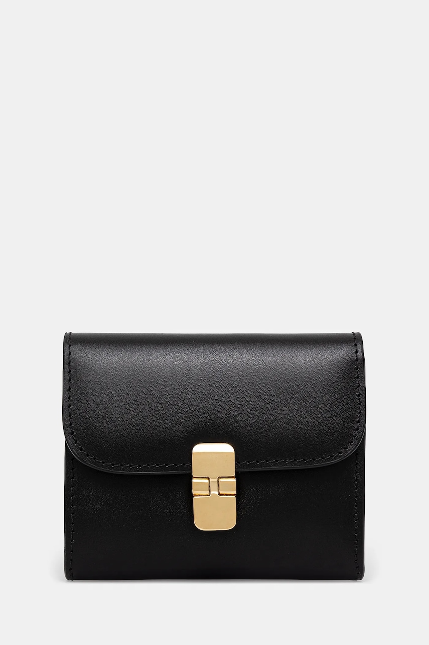 A.P.C. portofel de piele Compact Grace femei, culoarea negru, PXBMW.F63603