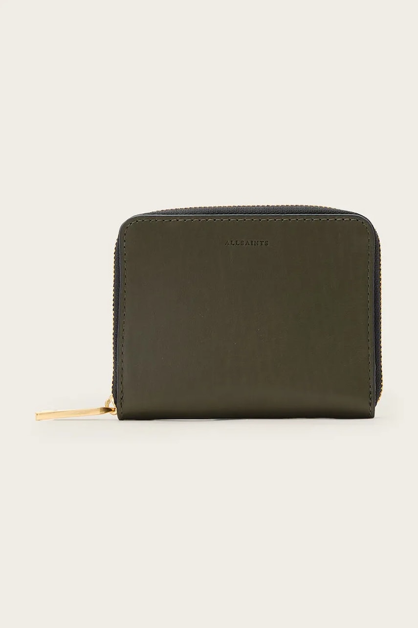 AllSaints portofel de piele LENA HEX femei, culoarea verde, W130XC