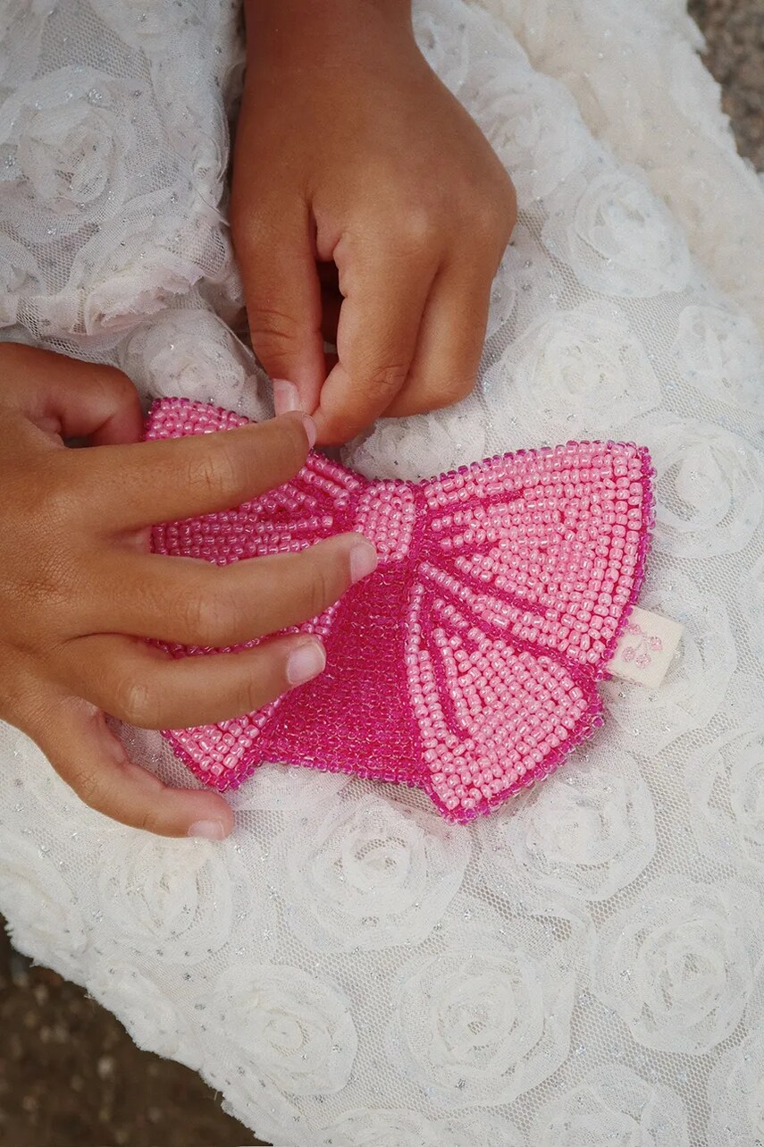Levně Dětská peněženka Konges Sløjd BEADED BOW WALLET růžová barva, KS103212
