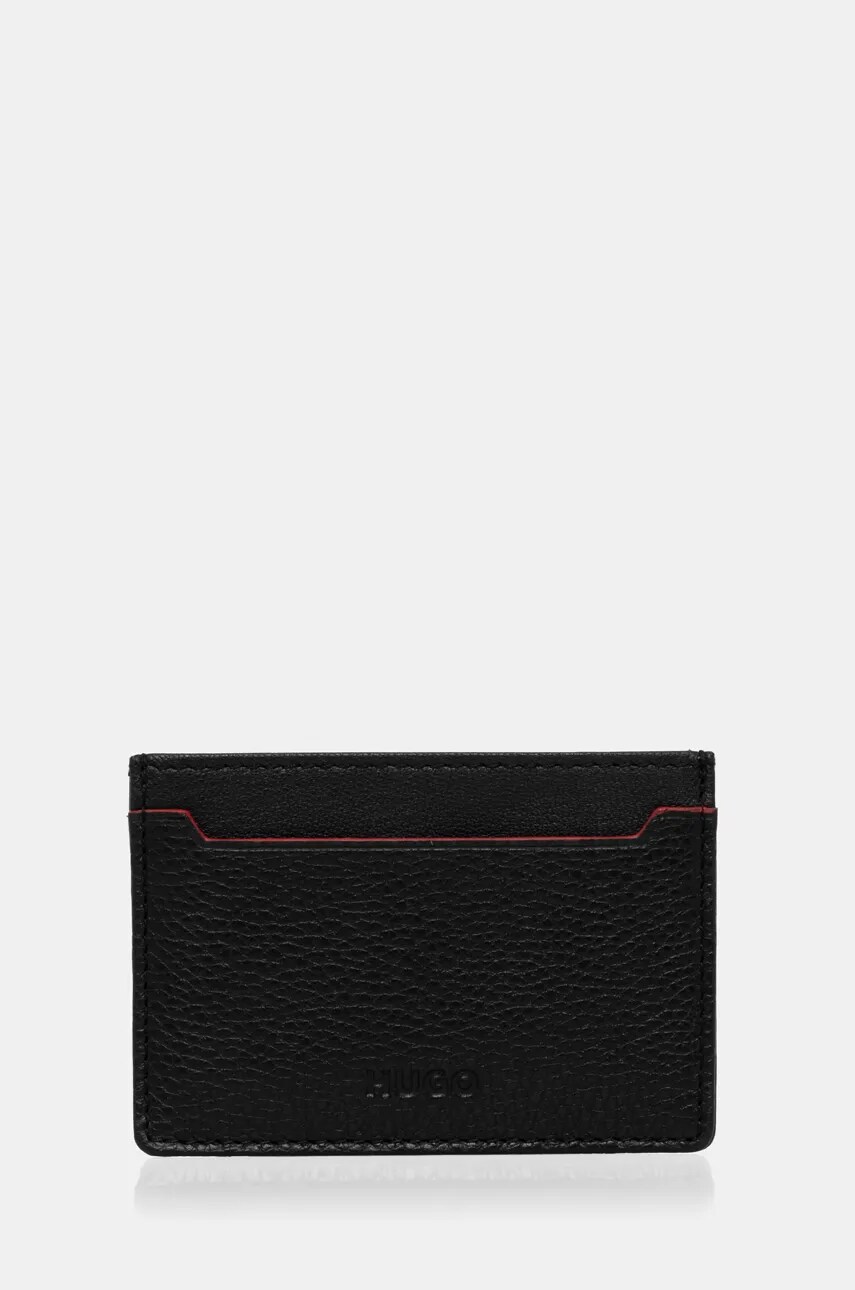 HUGO card holder din piele culoarea negru, 50536048