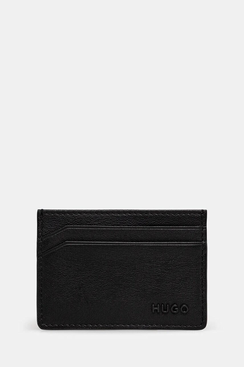 HUGO card holder din piele culoarea negru, 50536063
