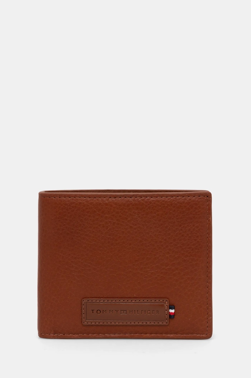 Levně Kožená peněženka Tommy Hilfiger hnědá barva, AM0AM13032